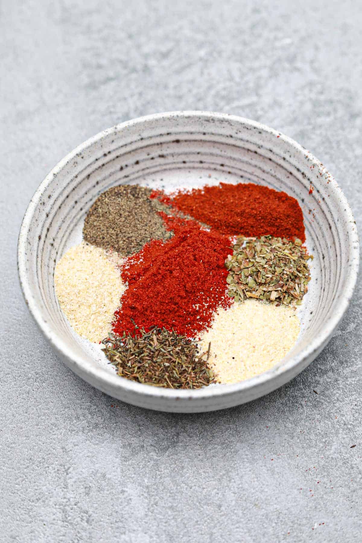 Cajun seasoning ingredients in a small bowl.