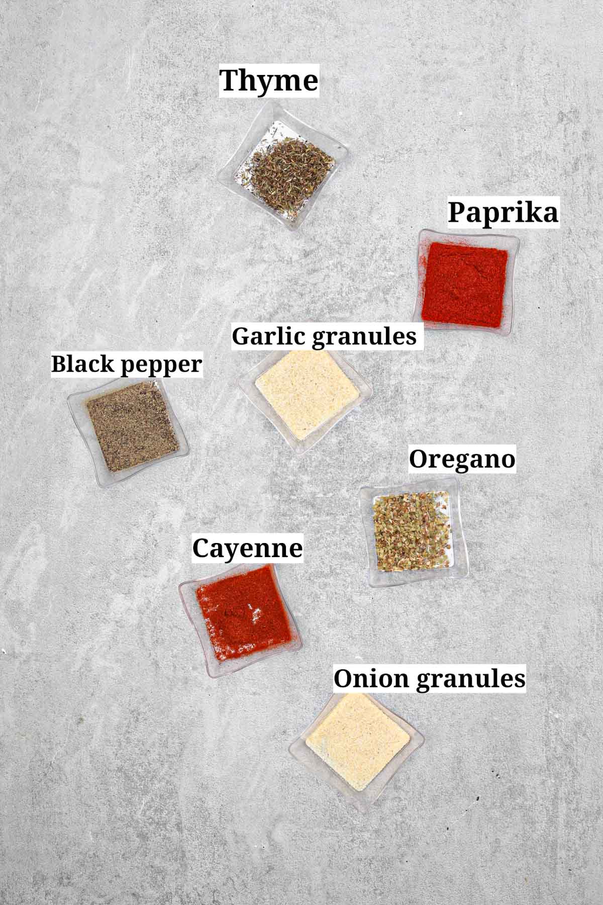 Cajun seasoning ingredients displayed.