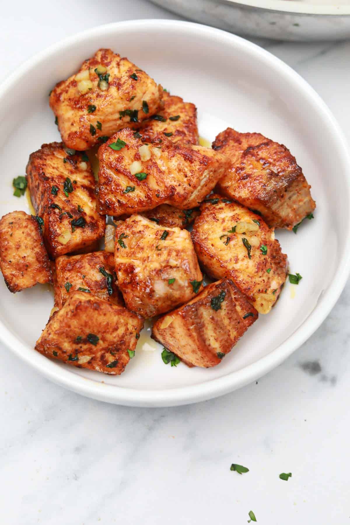 served in a white bowl.