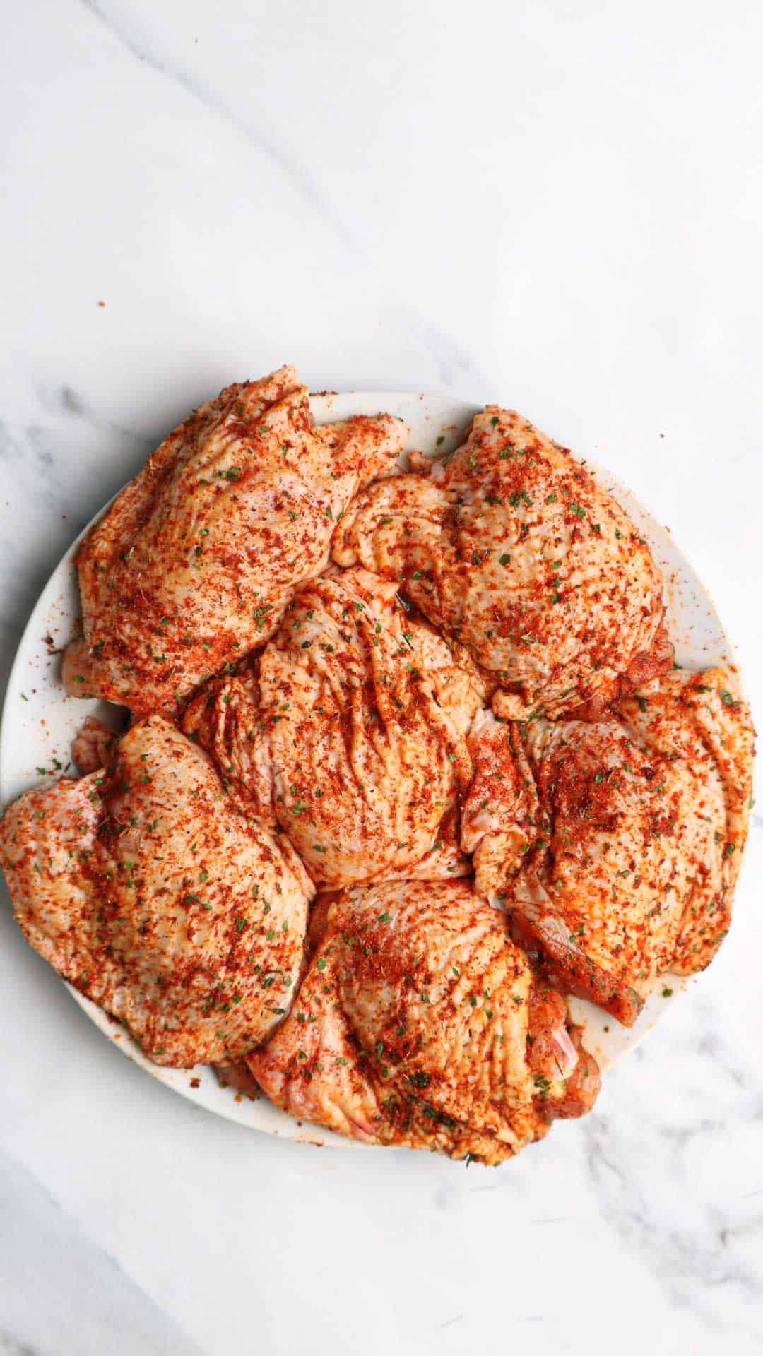 chicken thighs seasoned with cajun seasoning.