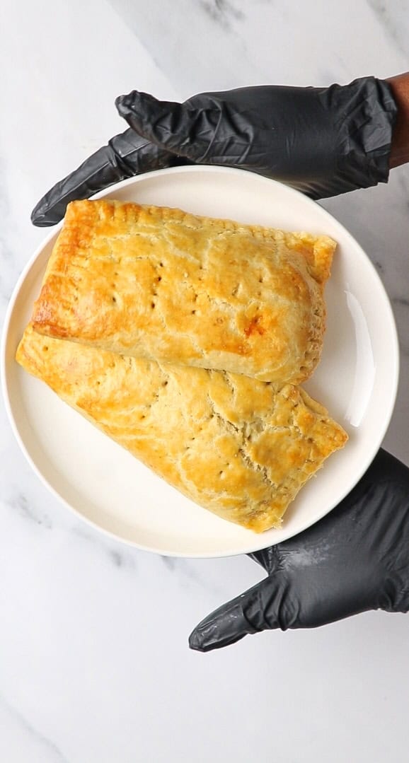 2 pies on a white plate.