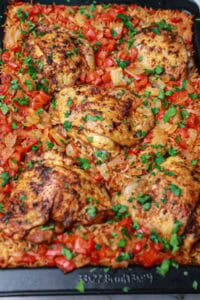 the cooked meal displayed.