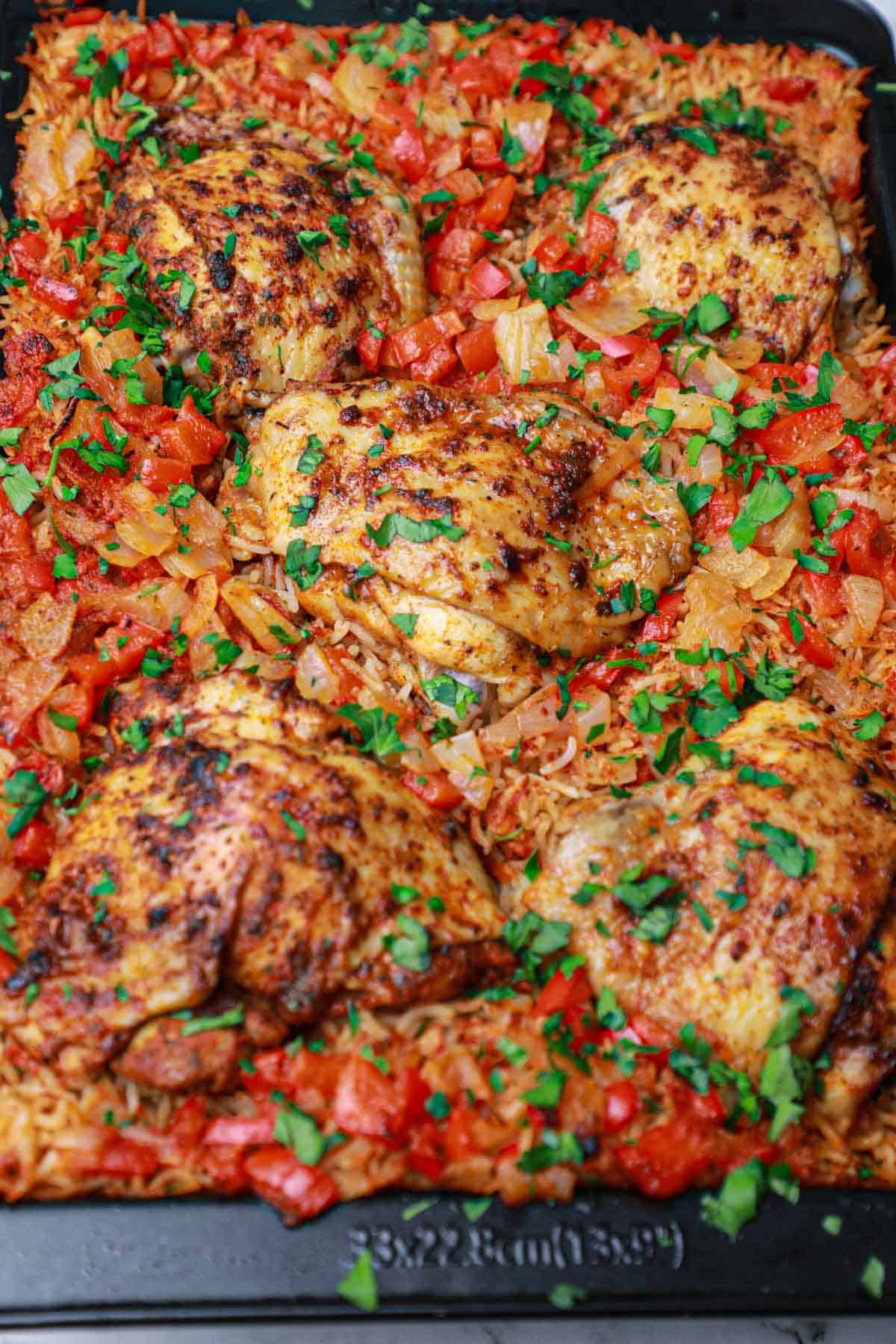 the cooked meal displayed.