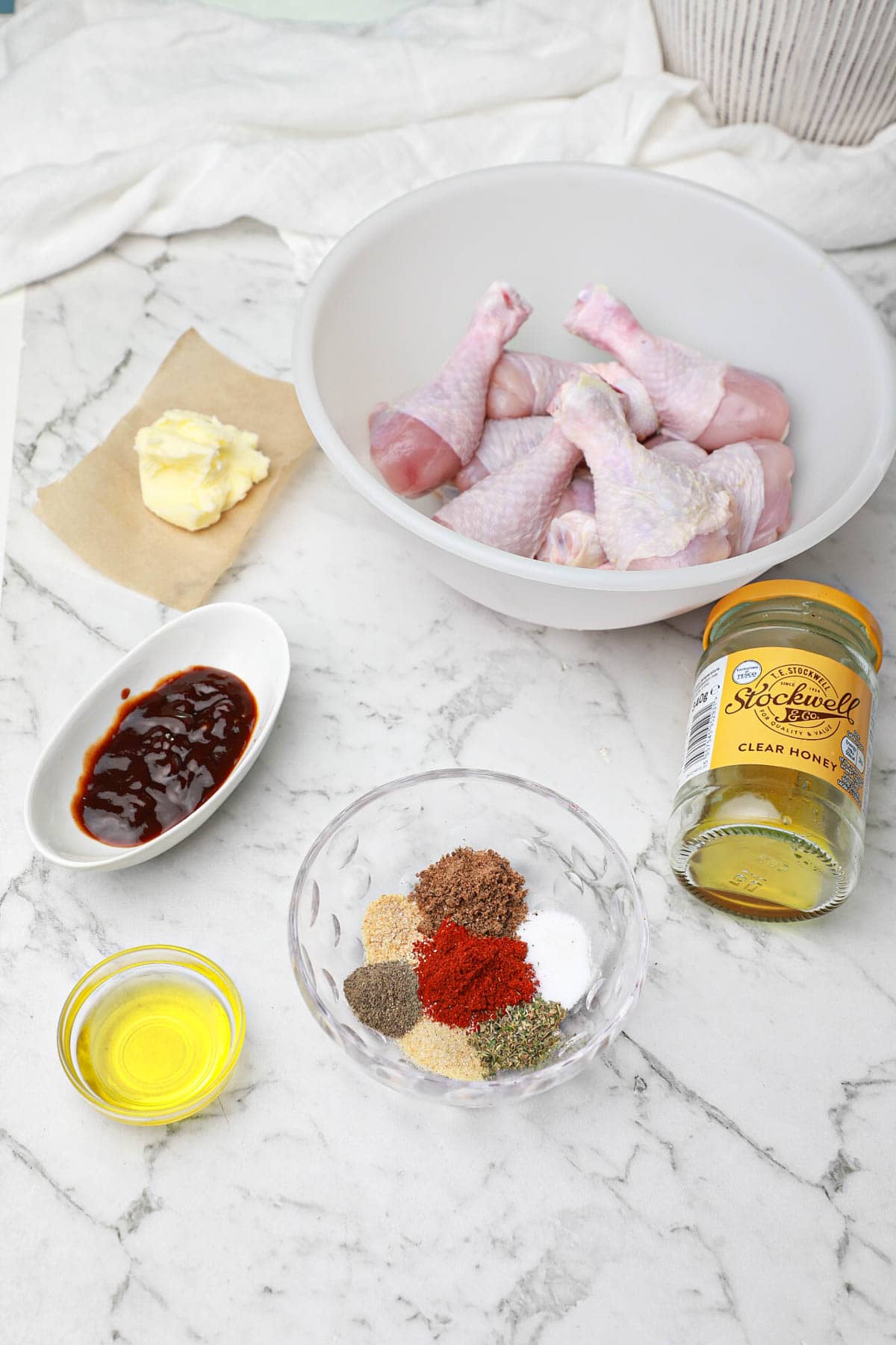 ingredients displayed on a table.