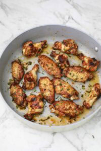 cooked and displayed in the pan.